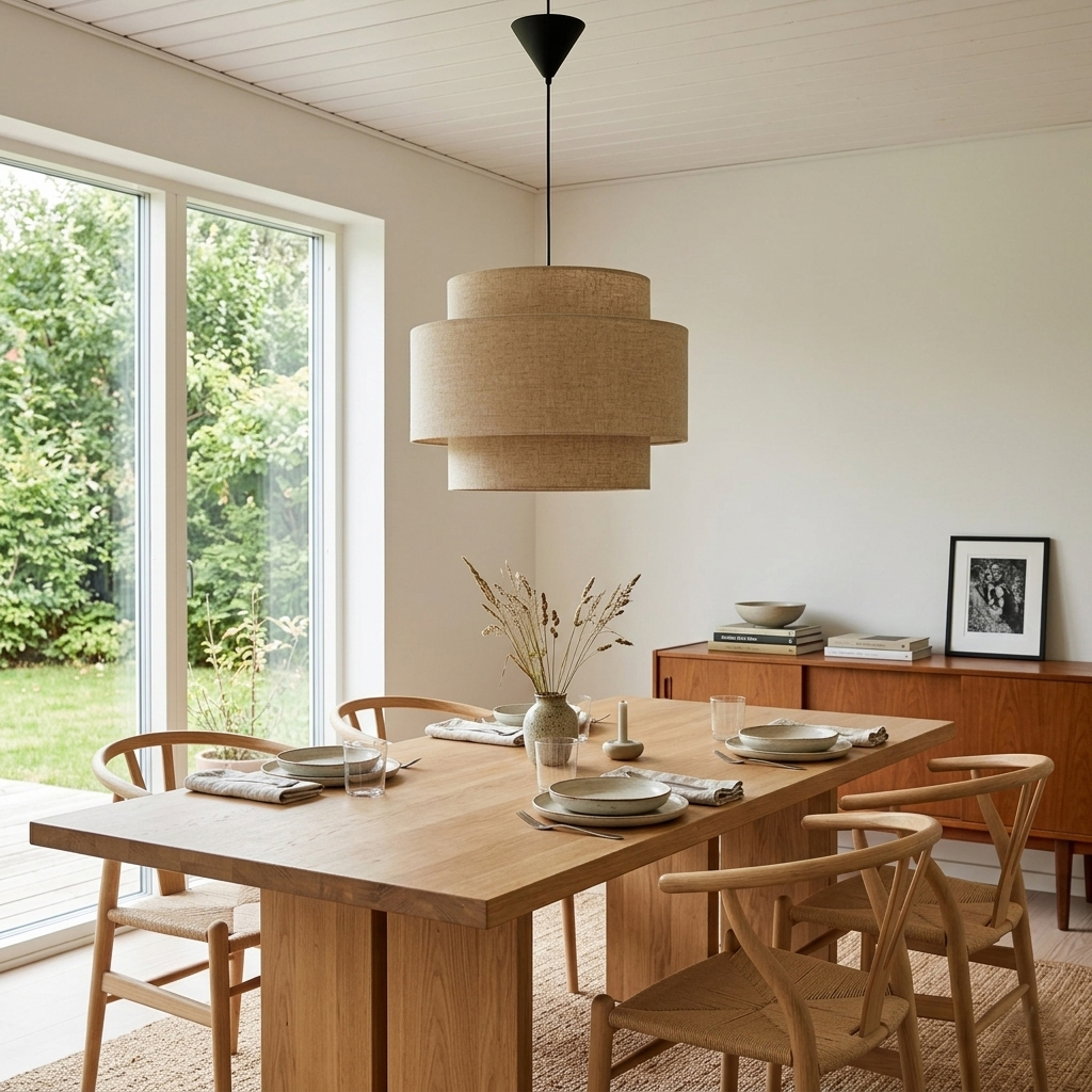 Hilma Ø55 Beige taklampa från Cottex - Den beige textilen bidrar med en varm och mjuk k&auml;nsla och g&ouml;r Hilma enkel att kombinera med olika f&auml;rger och material.