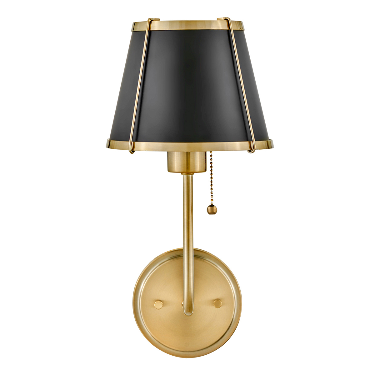 Clarke 40cm Mässing/svart vägglampa från Elstead Lighting - Clarke &auml;r en elegant v&auml;gglampa tillverkad av st&aring;l med en vacker finish i varm m&auml;ssing och en stilren svart sk&auml;rm.