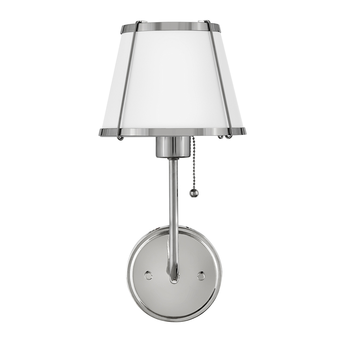 Clarke 40cm Nickel/vit vägglampa från Elstead Lighting - Clarke &auml;r en elegant v&auml;gglampa tillverkad av st&aring;l med en vacker finish i polerad nickel och en stilren vit sk&auml;rm.