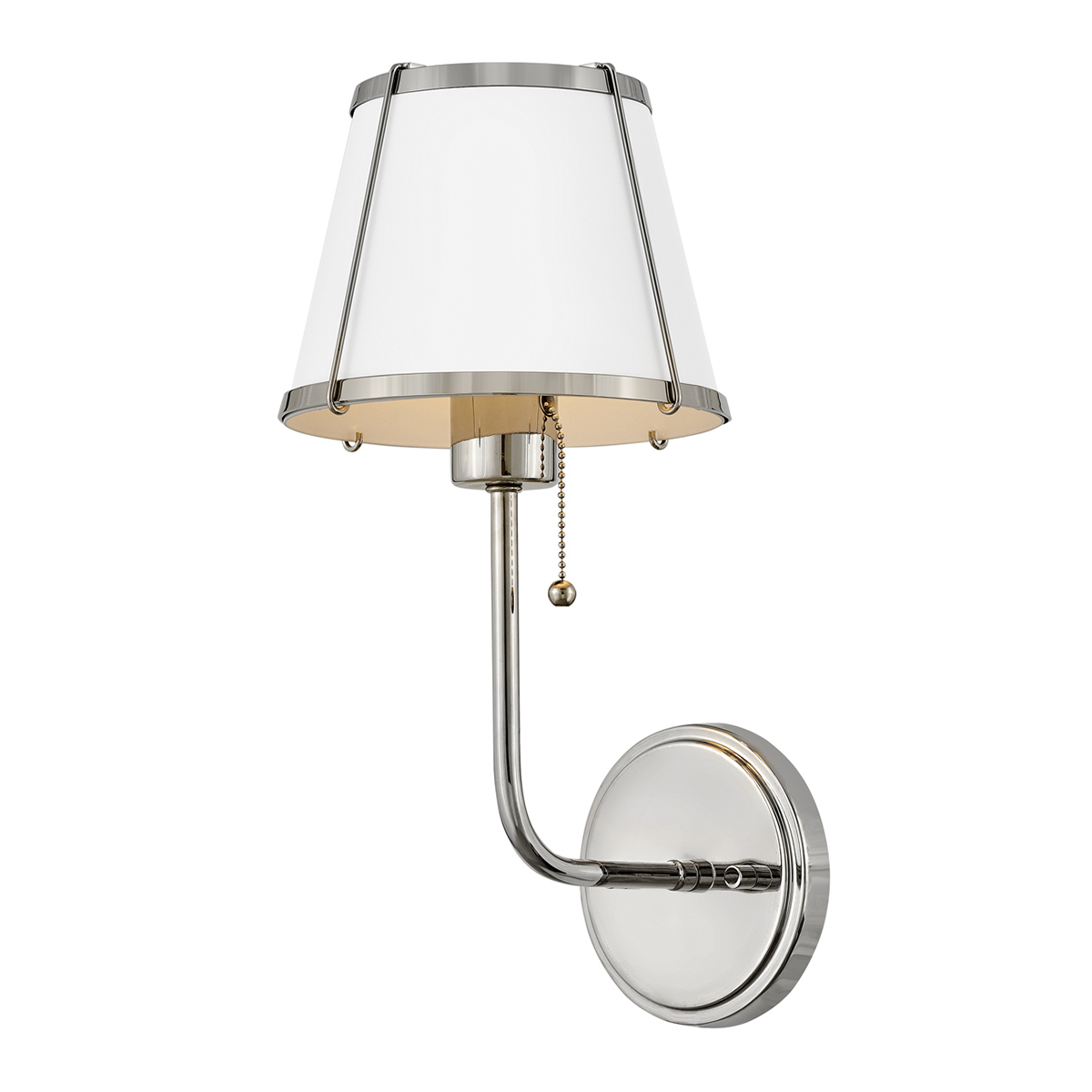 Clarke 40cm Nickel/vit vägglampa från Elstead Lighting - Clarke &auml;r en elegant v&auml;gglampa tillverkad av st&aring;l med en vacker finish i polerad nickel och en stilren vit sk&auml;rm.