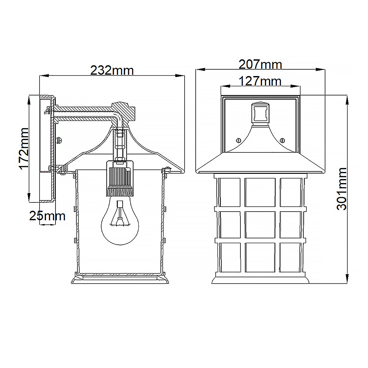 Freeport 30cm Svart utelampa från Elstead Lighting - Tillverkad av v&auml;derbest&auml;ndig komposit och glas, erbjuder den en robust och l&aring;nglivad konstruktion som t&aring;l tuffa utomhusf&ouml;rh&aring;llanden utan att rosta eller korrodera.