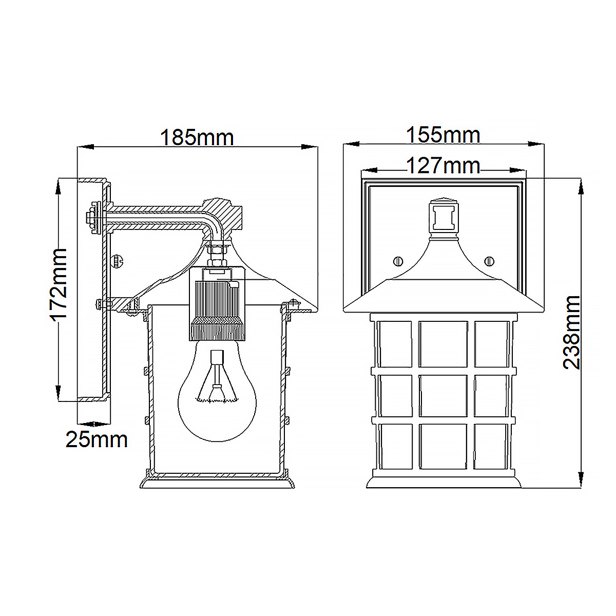 Freeport 24cm Svart utelampa från Elstead Lighting - Tillverkad av v&auml;derbest&auml;ndig komposit och glas, erbjuder den en robust och l&aring;nglivad konstruktion som t&aring;l tuffa utomhusf&ouml;rh&aring;llanden utan att rosta eller korrodera.