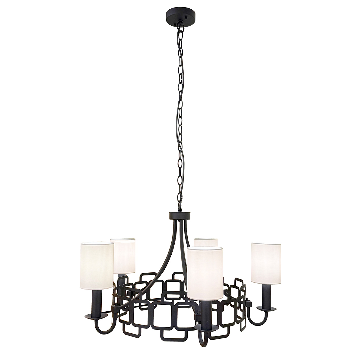Sabina Ø72 Svart taklampa från Elstead Lighting - Stommen i svart st&aring;l pryds av ett geometriskt m&ouml;nster som ger lampan en modern och karakt&auml;rsfull k&auml;nsla.