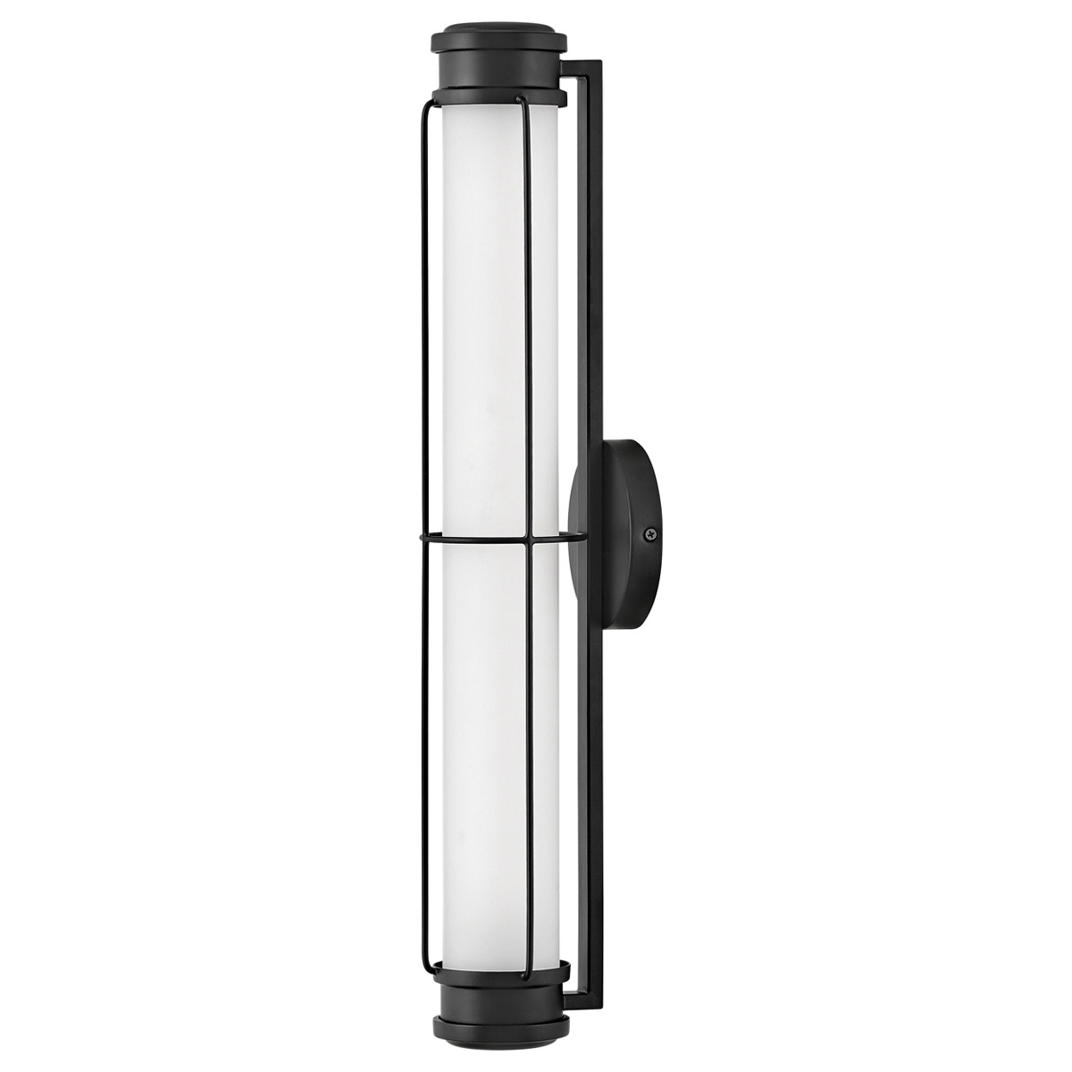 Saylor 60cm Svart badrumslampa från Elstead Lighting - Armaturen &auml;r tillverkad i metall med en mattsvart finish och har ett avl&aring;ngt opalglas som sprider ett j&auml;mnt och fint ljus.