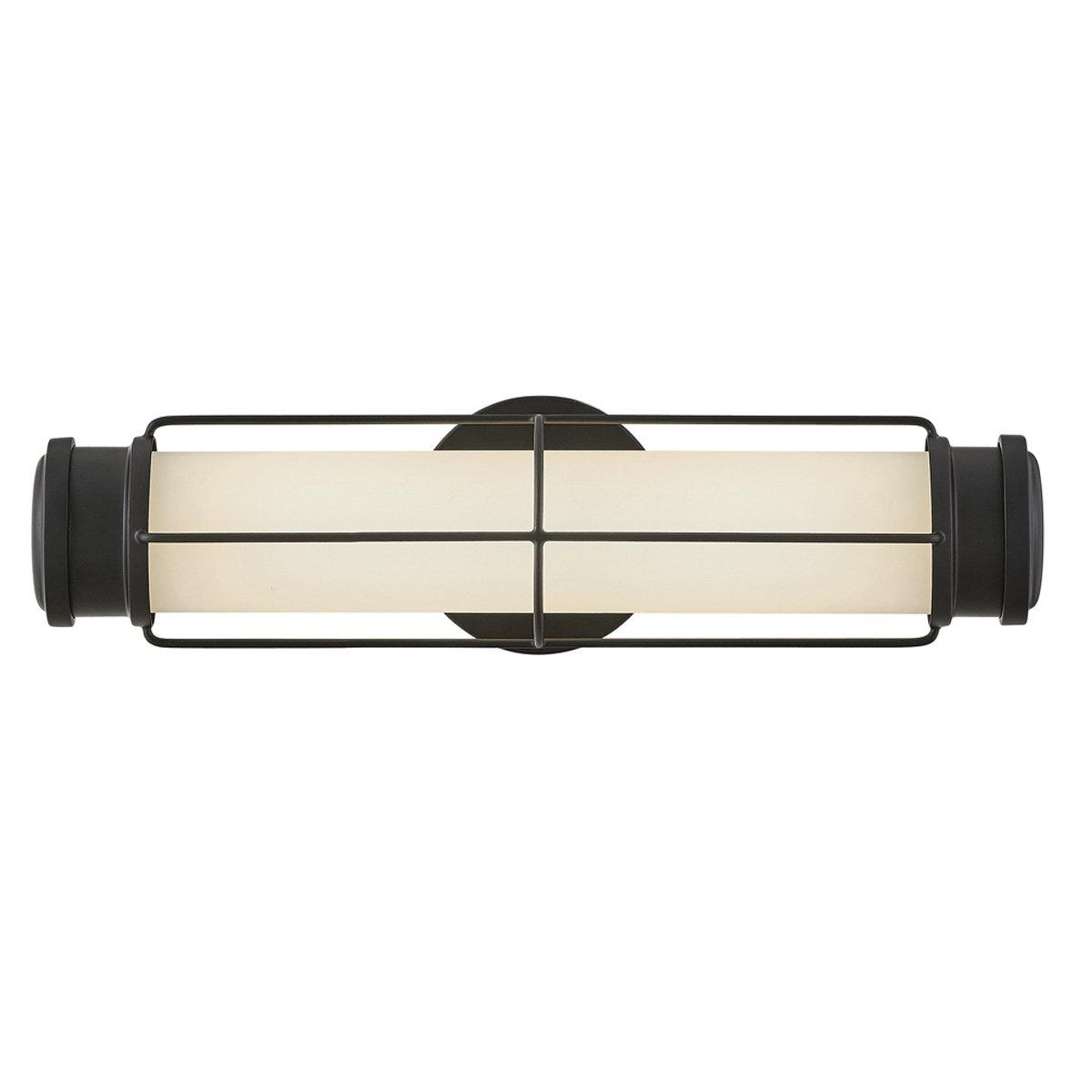 Saylor 43cm Svart badrumslampa från Elstead Lighting - Armaturen &auml;r tillverkad i metall med en mattsvart finish och har ett avl&aring;ngt opalglas som sprider ett j&auml;mnt och fint ljus.