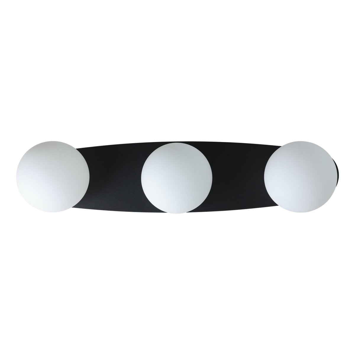 Castrovido 58cm Svart badrumslampa från Eglo - Den &auml;r tillverkad i svart metall och har tre runda kupor i opalglas som sprider ett mjukt och j&auml;mnt ljus.
