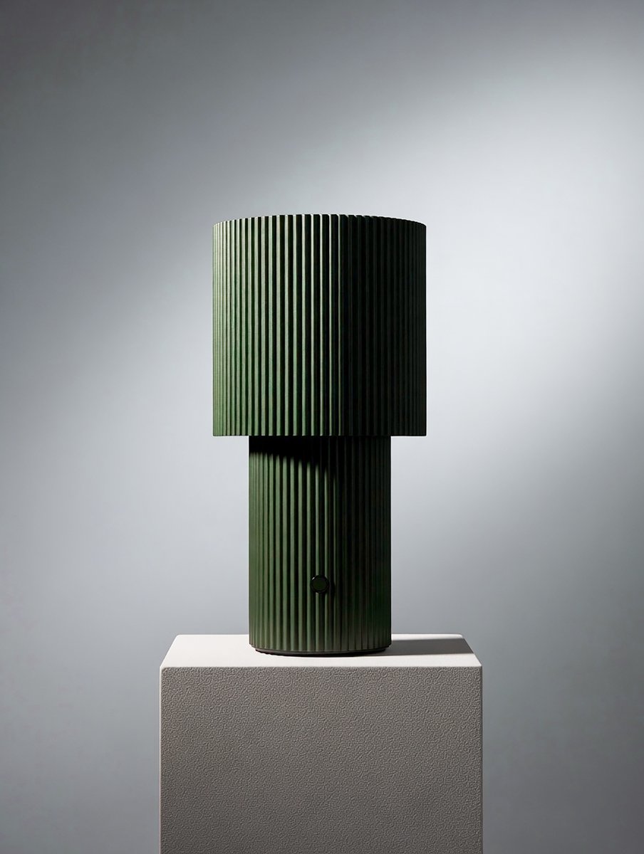 Iluma 22cm Olivgrön portabel från Herstal - Iluma har integrerad LED med ett varmvitt ljus p&aring; 2700K och ett ljusfl&ouml;de p&aring; 60 lumen.