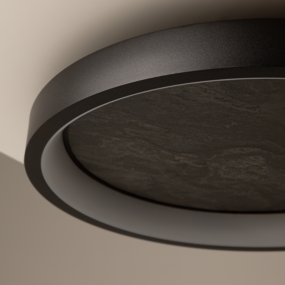 Orign Ø60 Svart plafond från Maytoni - Orign &auml;r en plafond i metall med en elegant stenimitation i mitten som ger ett naturligt och exklusivt intryck.