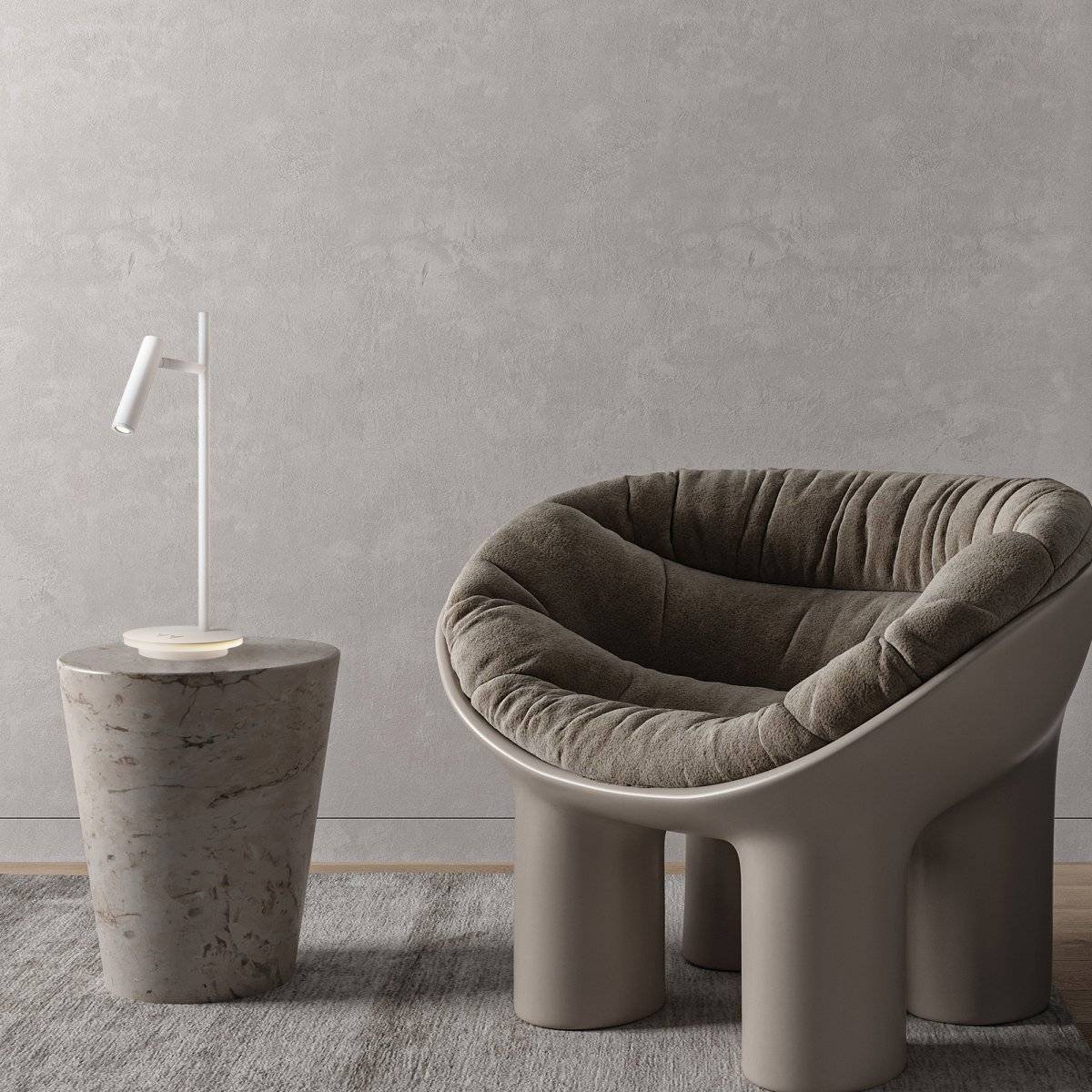 Estudo 45cm Vit skrivbordslampa från Maytoni - Den minimalistiska formen och den eleganta foten med en integrerad ljuskant g&ouml;r Estudo till ett m&aring;ngsidigt och elegant till&auml;gg till b&aring;de hem och kontor.