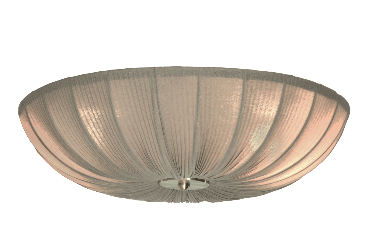 Lady Ø55 Grå plafond från Aneta Lighting - Kombinationen av den varmgr&aring; textilen och detaljerna i m&auml;ssing ger lampan ett stilfullt och tidl&ouml;st uttryck.