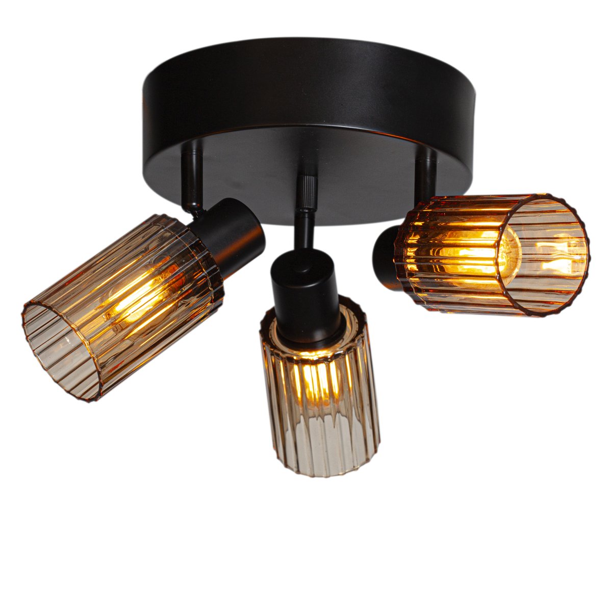 Kiera 3 Svart/amber spotlight från Cottex - Kombinationen av svart metall och amberf&auml;rgat glas ger Kiera ett varmt och elegant uttryck som passar i flera olika rum.