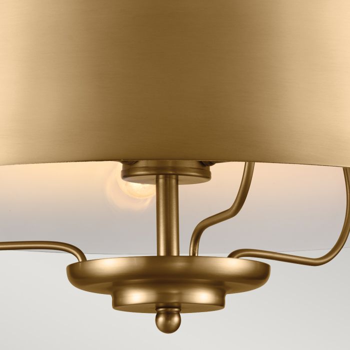 Luella Ø40 Borstad mässing taklampa från Elstead Lighting - Med den medf&ouml;ljande st&aring;ngen kan Luella enkelt omvandlas fr&aring;n en plafond till en pendellampa.