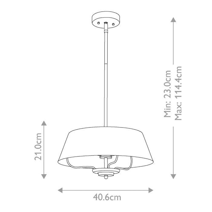 Luella Ø40 Borstad mässing taklampa från Elstead Lighting - Med den medf&ouml;ljande st&aring;ngen kan Luella enkelt omvandlas fr&aring;n en plafond till en pendellampa.