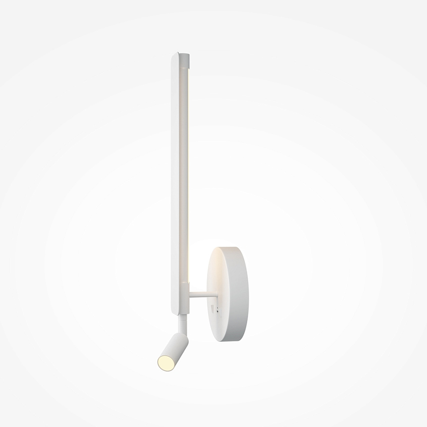 Combo 52cm Vit läslampa från Maytoni - Den sprider ett mjukt, indirekt ljus mot v&auml;ggen och har dessutom en r&ouml;rlig spotlight &ndash; perfekt som s&auml;nglampa i sovrummet.