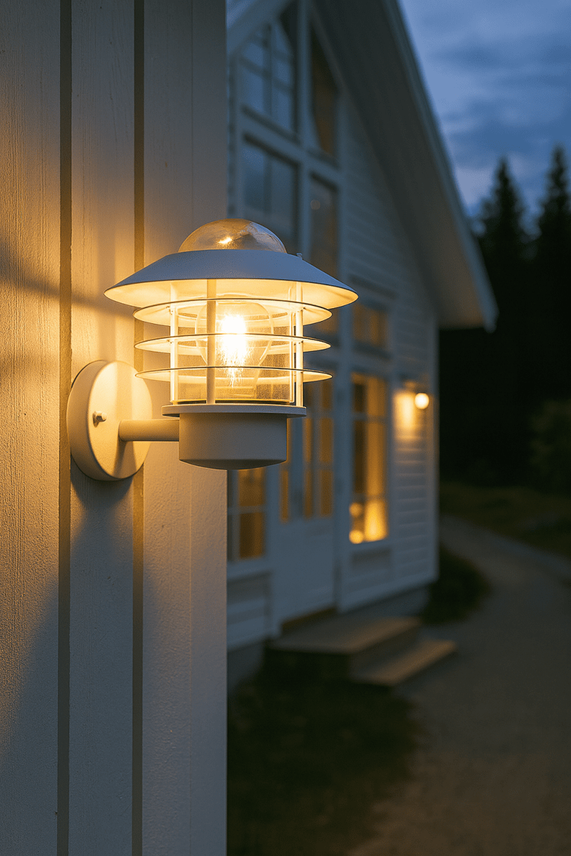 Ystad Vit utelampa från Nordic Lighting - Ystad v&auml;gglampa &auml;r en klassisk och stilren utomhuslampa i rostfritt st&aring;l med klart glas.