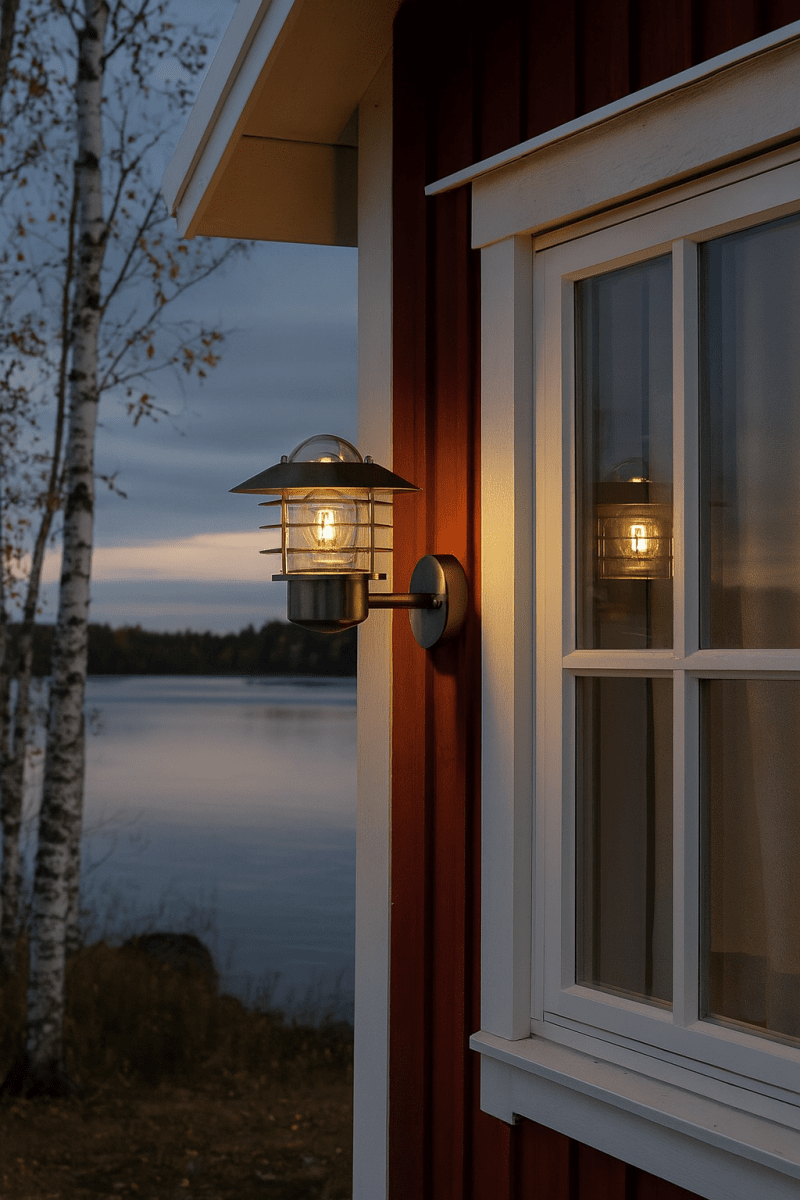 Ystad Borstad stål utelampa från Nordic Lighting - Ystad v&auml;gglampa &auml;r en klassisk och stilren utomhuslampa i rostfritt st&aring;l med klart glas.