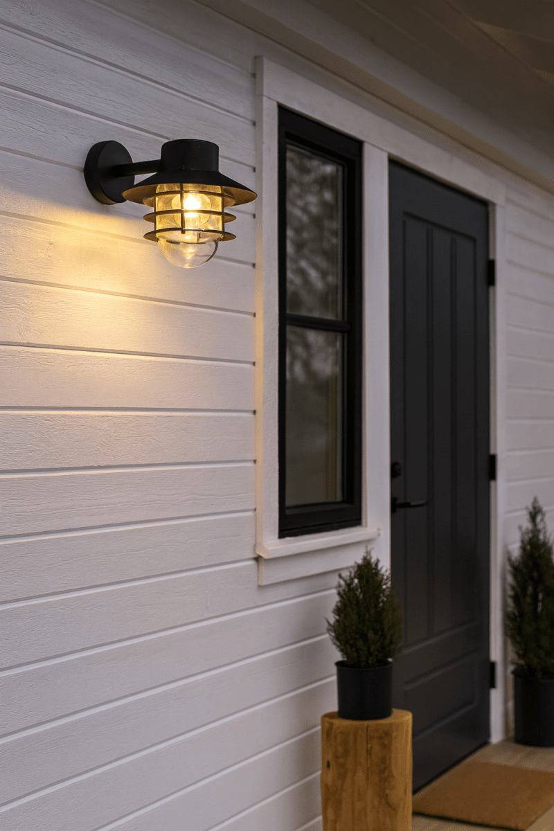 Ystad Svart utelampa från Nordic Lighting - Ystad v&auml;gglampa &auml;r en klassisk och stilren utomhuslampa i rostfritt st&aring;l med klart glas.