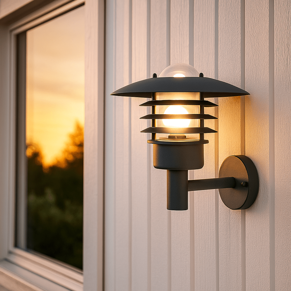 Kalmar Svart utelampa från Nordic Lighting - Kalmar v&auml;gglampa &auml;r en klassisk och stilren utomhuslampa i rostfritt st&aring;l med klart glas.