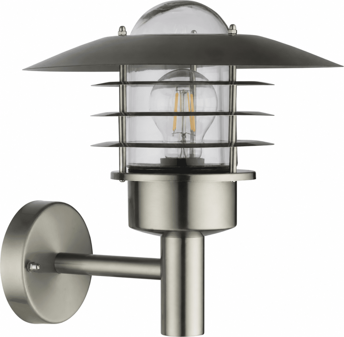 Kalmar Borstad stål utelampa från Nordic Lighting - Kalmar v&auml;gglampa &auml;r en klassisk och stilren utomhuslampa i aluminium med klart glas.