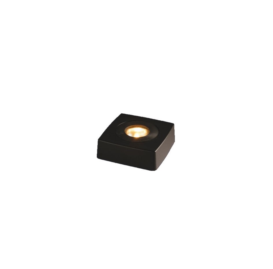Zoom bild av Ljusplatta 11x11cm Svart från Frilight - Om du sj&auml;lv vill komplettera med ny eller egen ljusk&auml;lla beh&ouml;ver det vara en platt G4 LED lampa p&aring; max 5W och 12V.