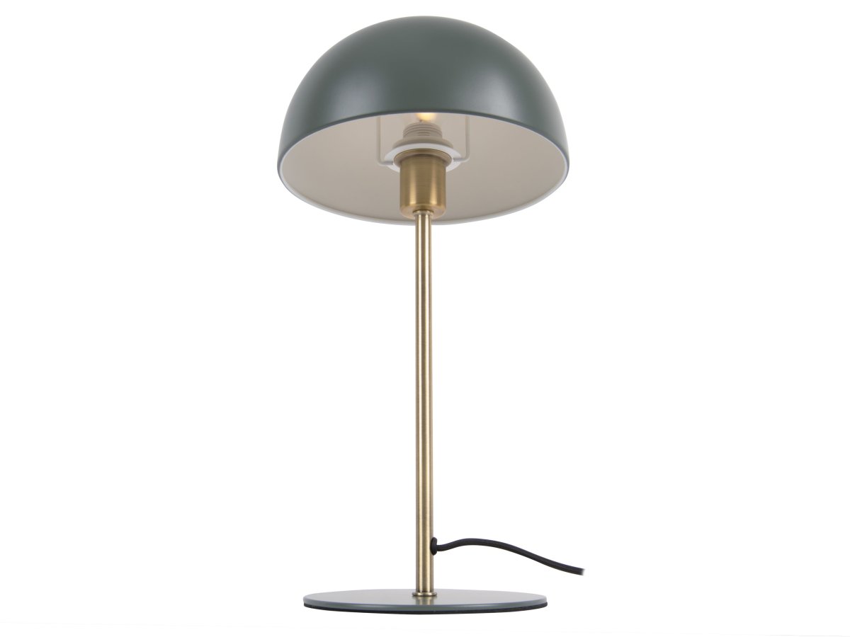 Bonnet 40cm Grön bordslampa från Leitmotiv - Den dova gr&ouml;na sk&auml;rmen tillsammans med eleganta m&auml;ssingsdetaljer skapar ett stilrent och trendigt uttryck, samtidigt som lampan sprider ett varmt och behagligt ljus.