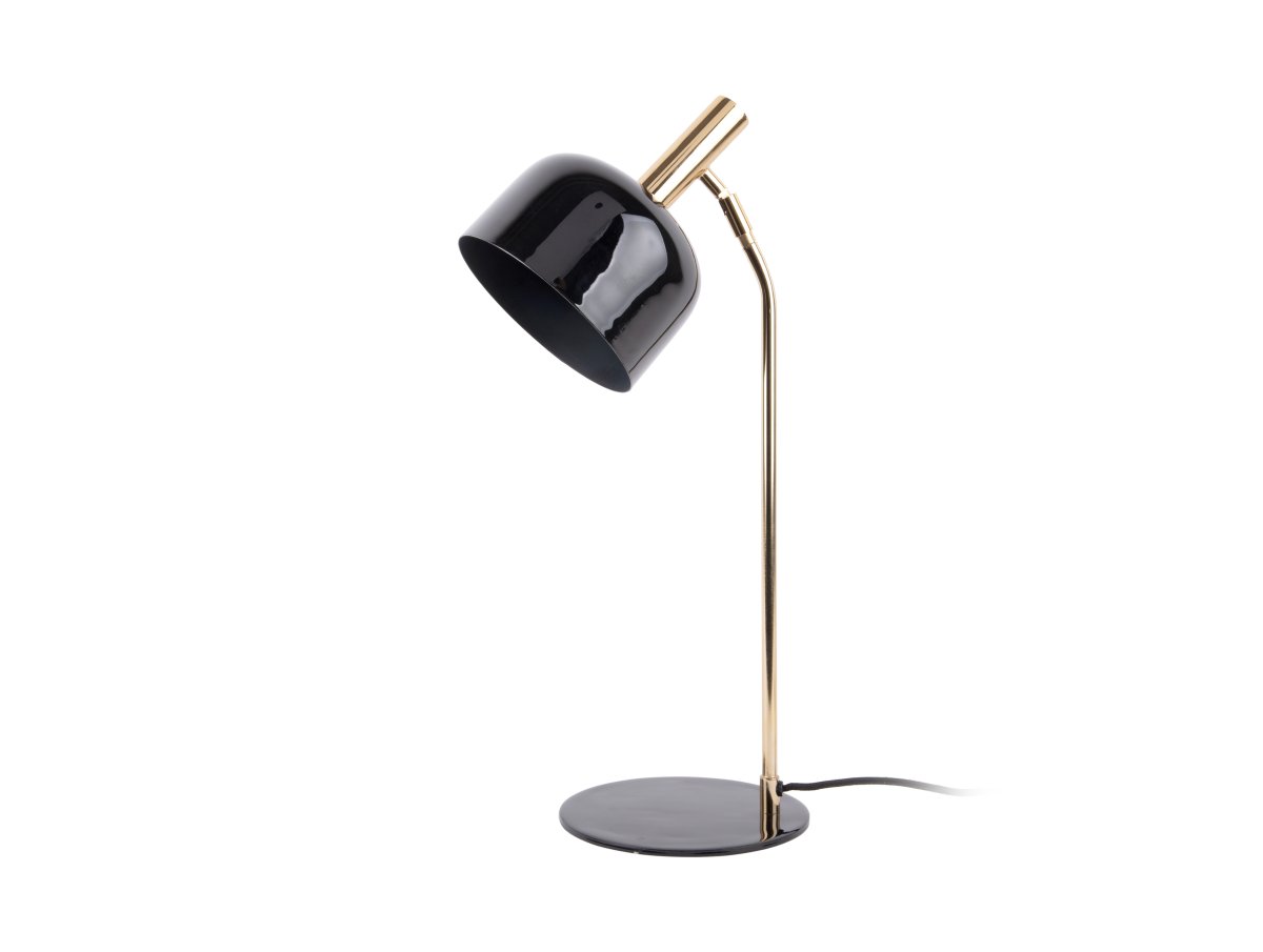 Smart 56cm Svart skrivbordslampa från Leitmotiv - Den blanka, emaljerade finishen i svart f&auml;rg tillsammans med eleganta gulddetaljer ger lampan ett unikt och i&ouml;gonfallande uttryck.