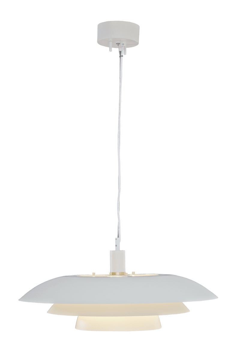 Epsilon Ø56 Mattvit taklampa från Aneta Lighting - Till Epsilon medf&ouml;ljer dubbla upps&auml;ttningar dekorringar och knoppar, v&auml;lj mellan krom och matt m&auml;ssing beroende p&aring; vad som passar b&auml;st i just ditt hem.
