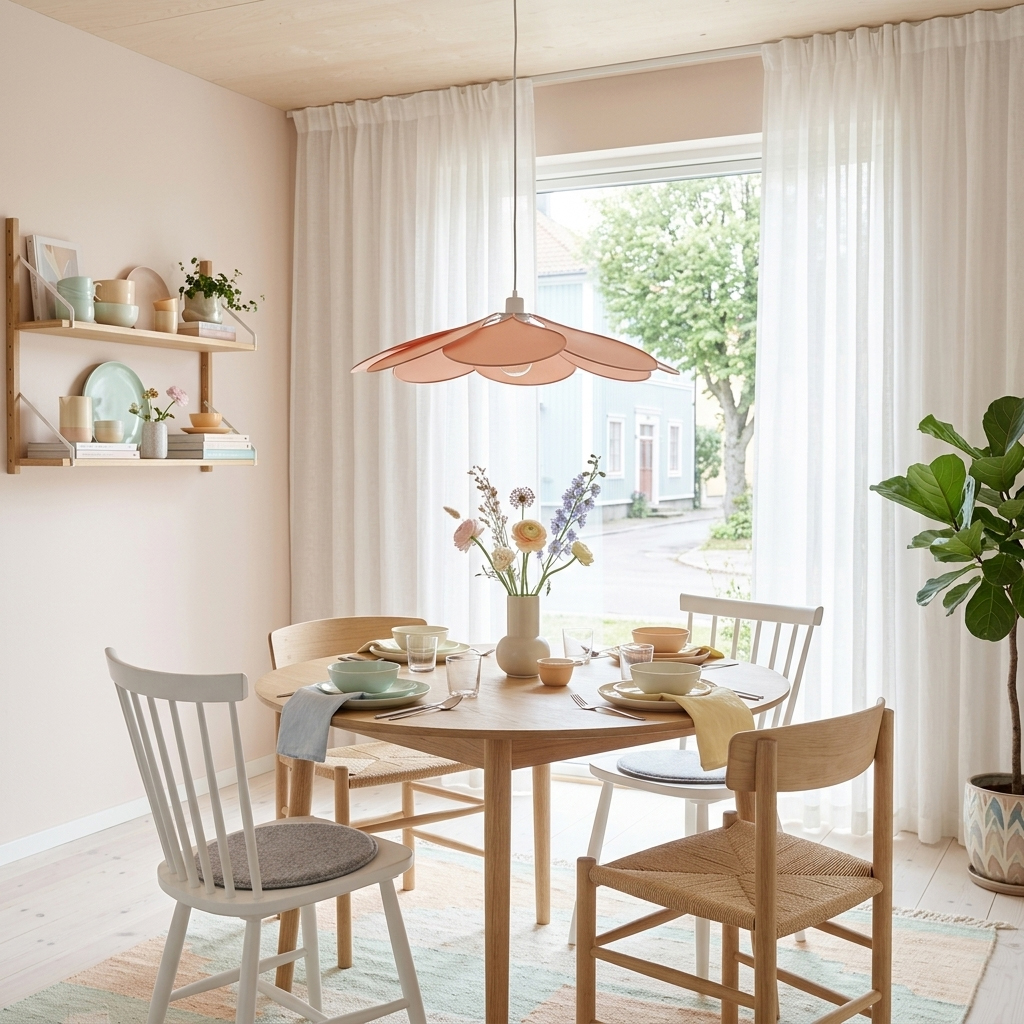 Magnolia Ø80 Rosa taklampa från Cottex - Lampan har en stomme i metall och mjukt formade blad kl&auml;dda i rosa textil, vilket skapar en vacker och luftig silhuett.