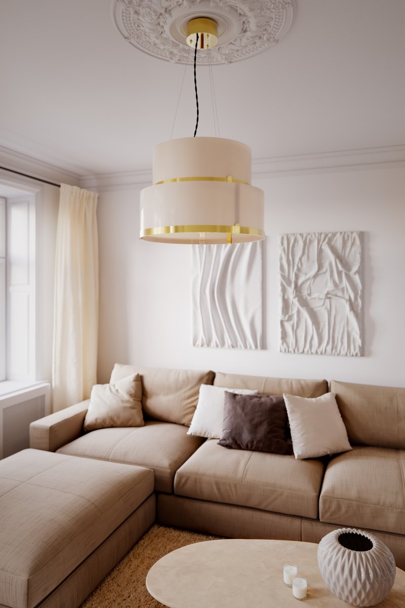 Marcel Ø50 Vit taklampa från By Rydéns - Marcel &auml;r en vacker taklampa och med detaljerna i m&auml;ssing bidrar den med en elegans till rummet.