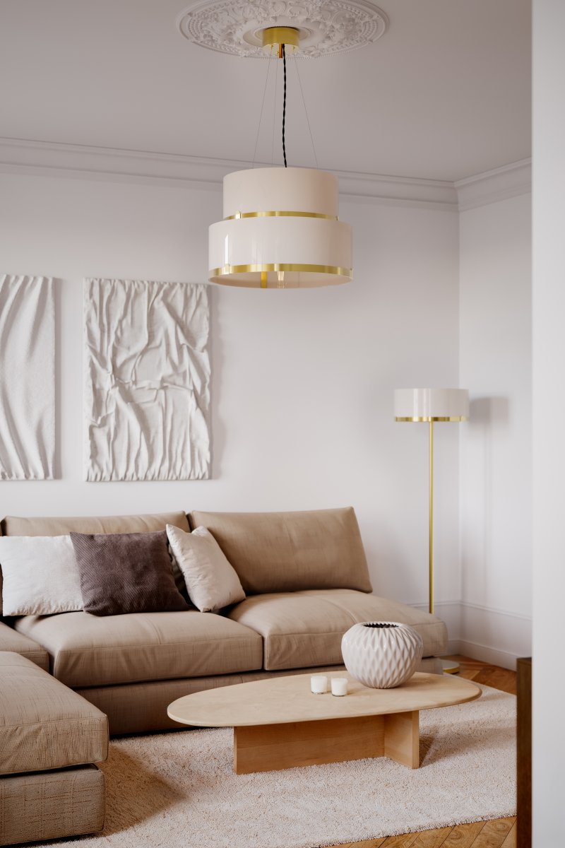 Marcel Ø50 Vit taklampa från By Rydéns - Marcel &auml;r en vacker taklampa och med detaljerna i m&auml;ssing bidrar den med en elegans till rummet.