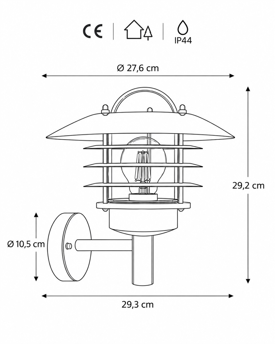 Kalmar Svart utelampa från Nordic Lighting - Kalmar v&auml;gglampa &auml;r en klassisk och stilren utomhuslampa i aluminium med klart glas.
