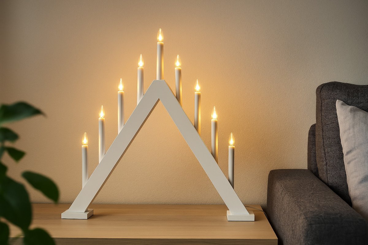 Nova 11 Vit från Pixie Design - Nova &auml;r en klassisk ljusstake med elva armar av tr&auml; i vit f&auml;rg.