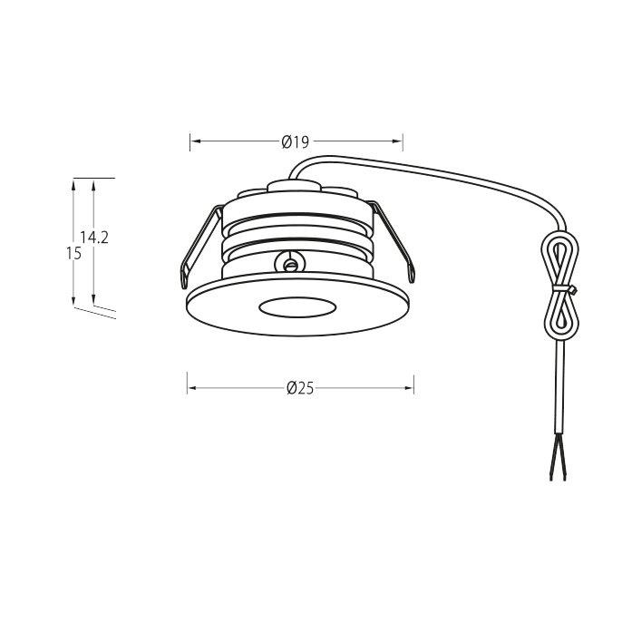 P-132 Mini Downlight 3000K Svart från Designlight - Dioden &auml;r placerad en bit in i armaturen f&ouml;r att minimera bl&auml;ndning.