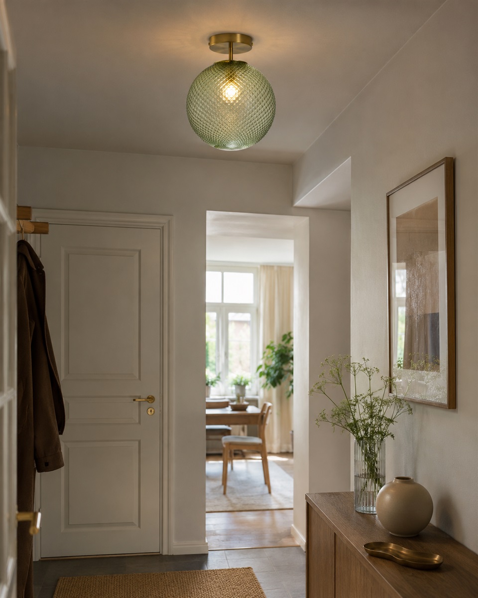Korridor Ø25 Grön plafond från Lampan - Korridor passar lika fint i hallen och sovrummet som i vardagsrummet och blir en dekorativ detalj &auml;ven n&auml;r den &auml;r sl&auml;ckt.