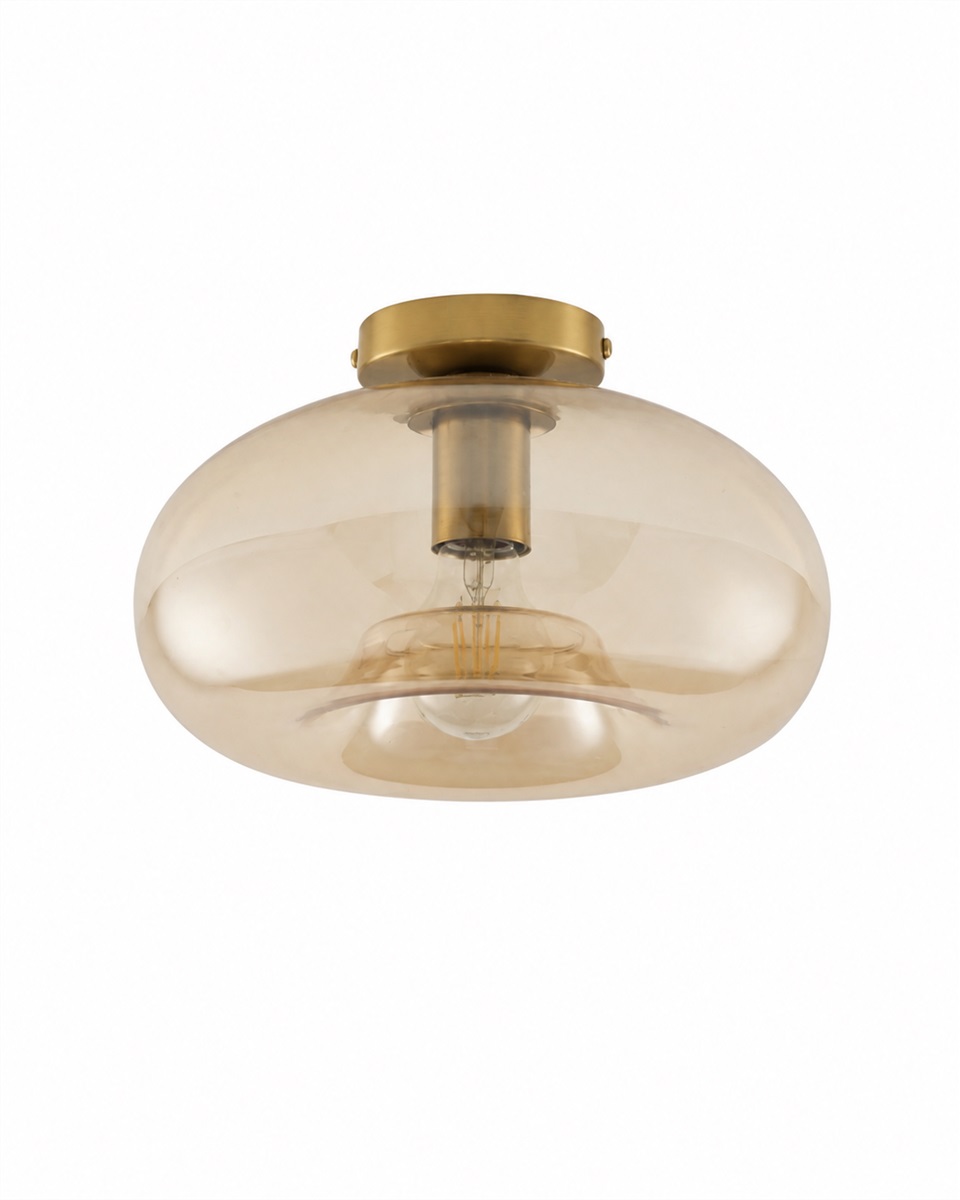 Munc Ø28 Amber plafond från Lampan - Munc &auml;r en elegant plafond som kombinerar glas och metall i en mjuk och stilren design.