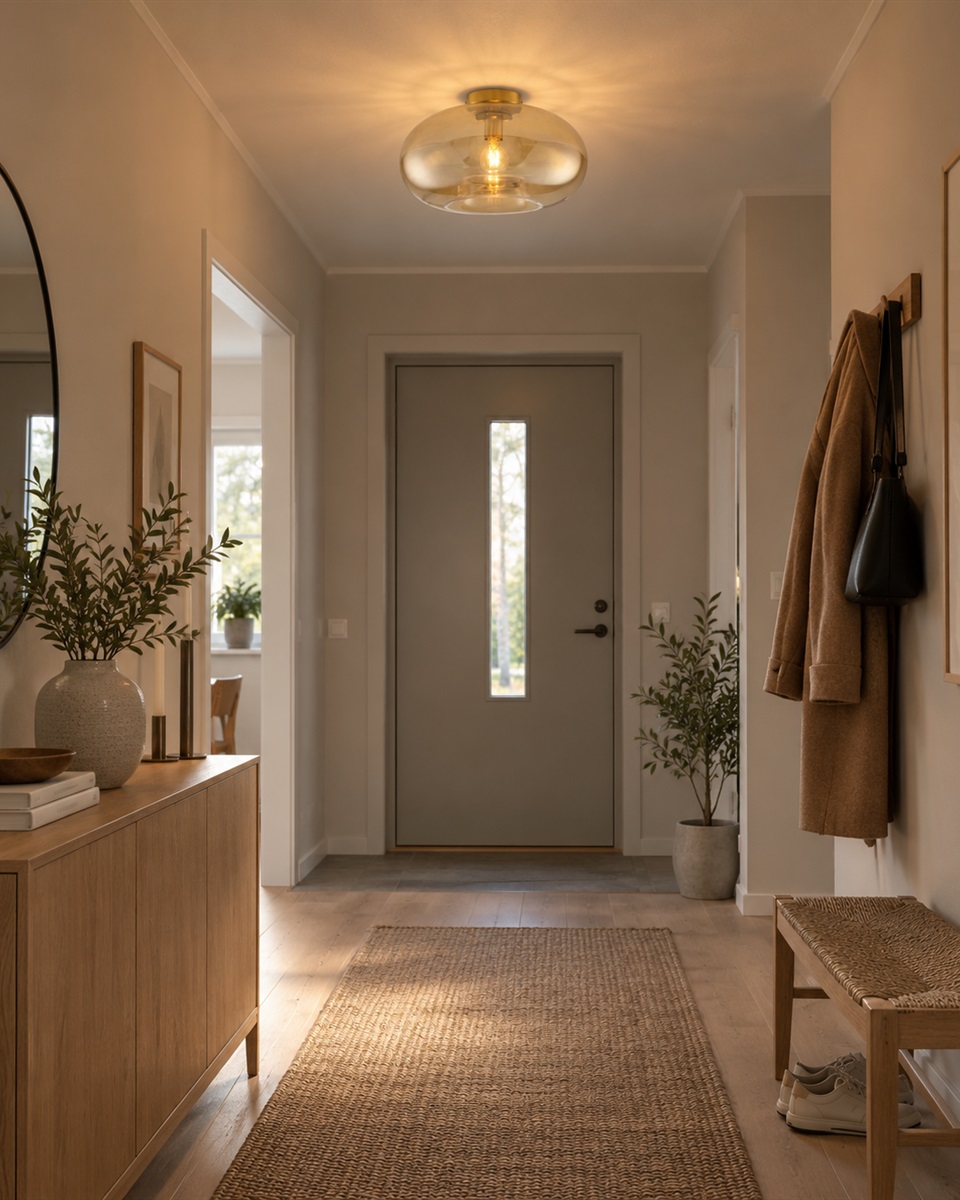 Munc Ø40 Amber plafond från Lampan - Munc är en elegant plafond som kombinerar glas och metall i en mjuk och stilren design.