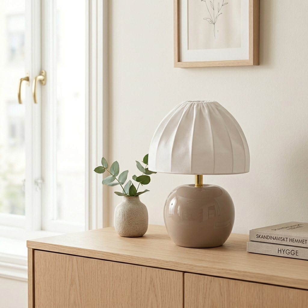 Peach 27cm Beige bordslampa från Cottex - Peach &auml;r en charmig bordslampa som kombinerar mjuka f&auml;rger med en lekfull form.