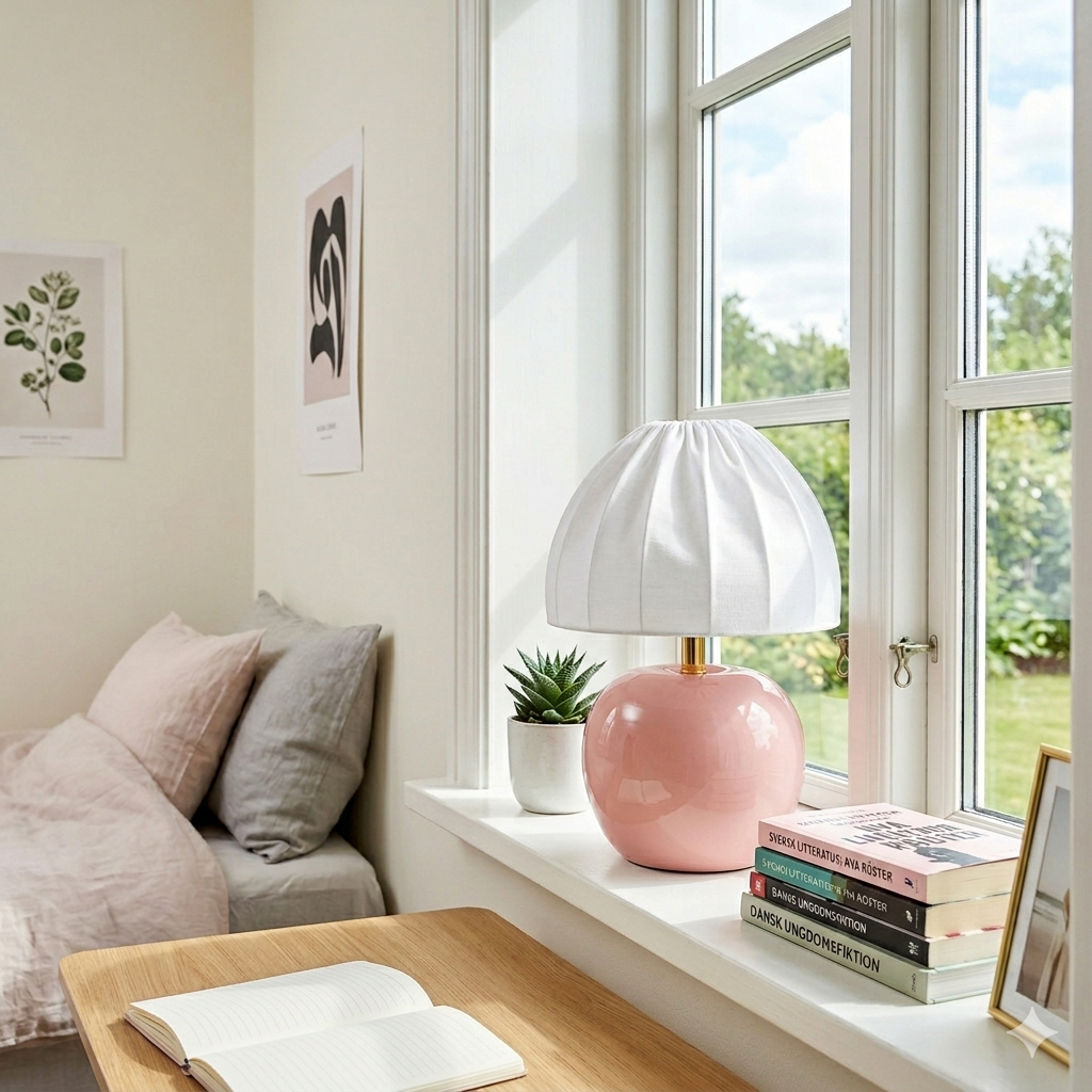 Peach 27cm Rosa bordslampa från Cottex - Peach &auml;r en charmig bordslampa som kombinerar mjuka f&auml;rger med en lekfull form.