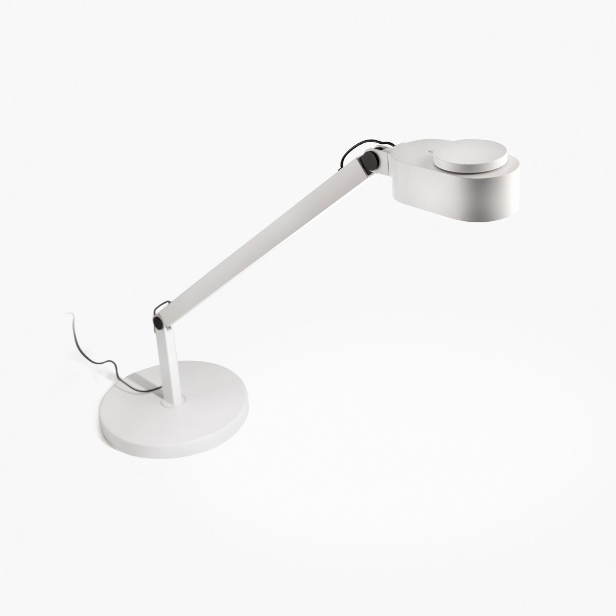 Inviting 86cm Vit skrivbordslampa från Faro Barcelona - Lampans huvud kan justeras b&aring;de horisontellt och vertikalt f&ouml;r att f&ouml;lja dina behov, och ljusstyrkan och f&auml;rgtemperaturen &auml;r dimbar.