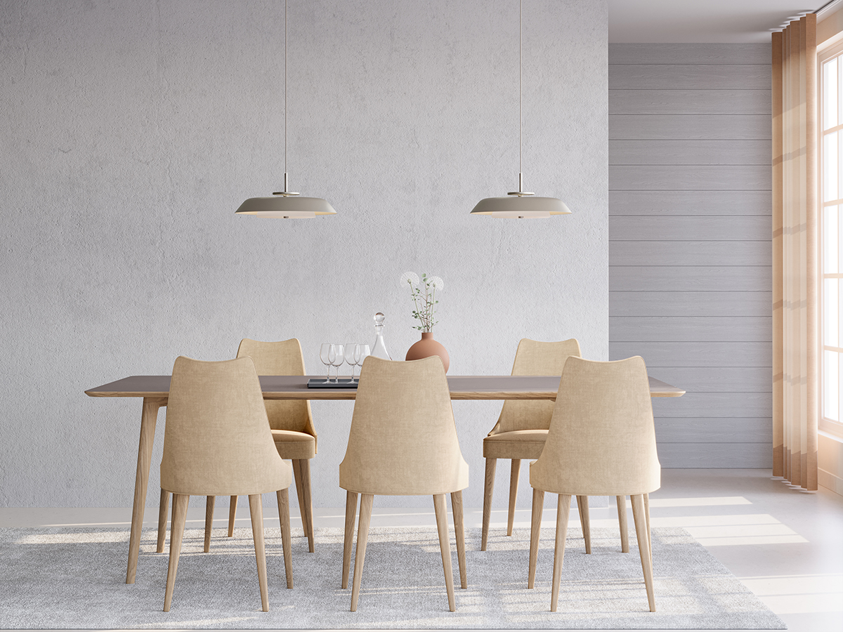 Horisont Ø43 Champagne taklampa från Belid - Utrustad med integrerad LED med med 1200lm och en f&auml;rgtemperatur p&aring; 2700K skapar den en varm och behaglig atmosf&auml;r i rummet.