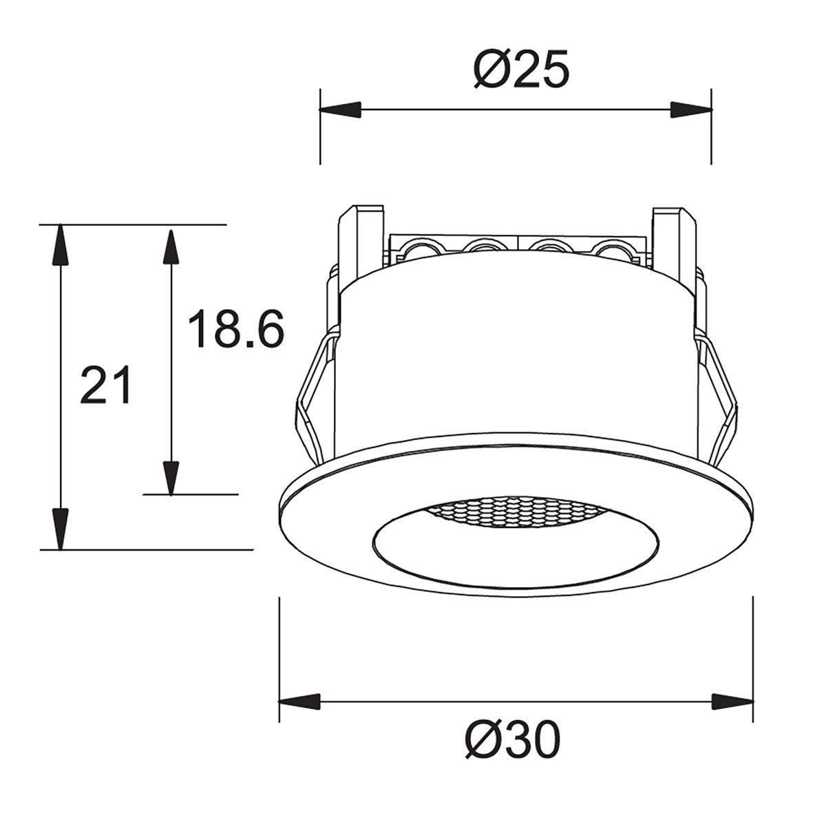 Q-19 Mini Downlight 2700K 10-pack Vit från Designlight - Denna downlight kan med f&ouml;rdel installeras i f&ouml;nstersmygar och sk&aring;p och har ett minimalt inbyggnadsdjup p&aring; endast 19mm.