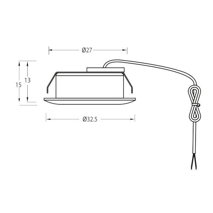Q-33 Mini Downlight 2700K Vit från Designlight - Denna downlight ger ett snyggt accentljus med 105 graders spridning och ljusfl&ouml;de p&aring; 105 lumen, med sin l&aring;ga inbyggnad p&aring; 14mm kan downlighten anv&auml;ndas f&ouml;r inf&auml;llt montage i hyllor, sk&aring;p, f&ouml;nstersmyg och mycket mer.