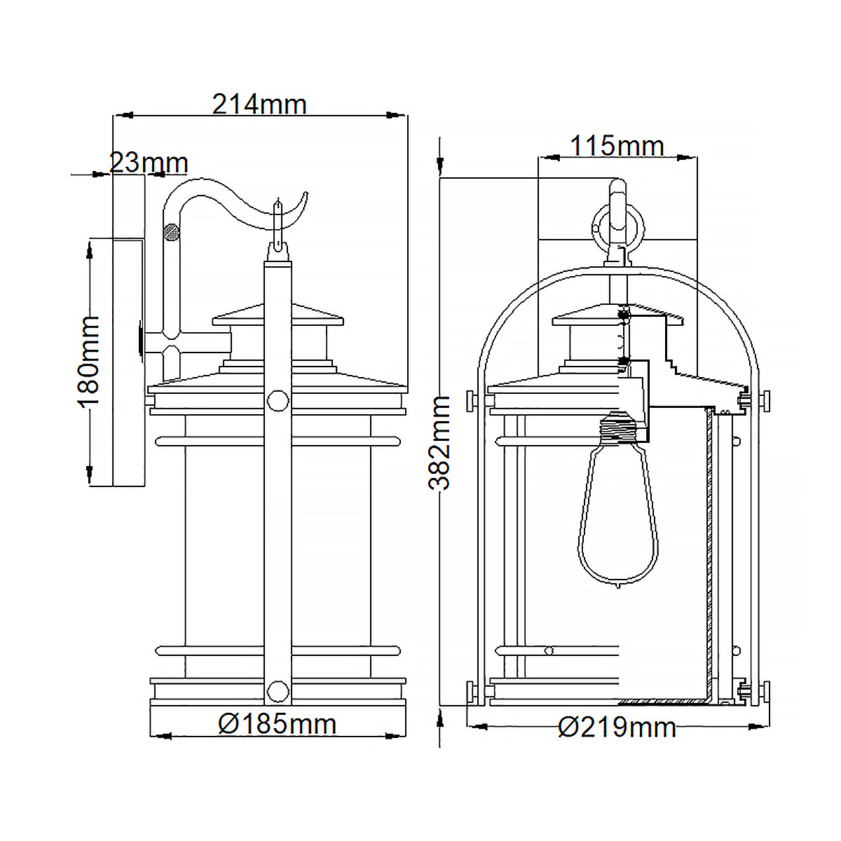Booker 38cm Aluminium utelampa från Elstead Lighting - Booker &auml;r en stilfull och robust fasadlampa med en design inspirerad av klassiska marina lanternor.