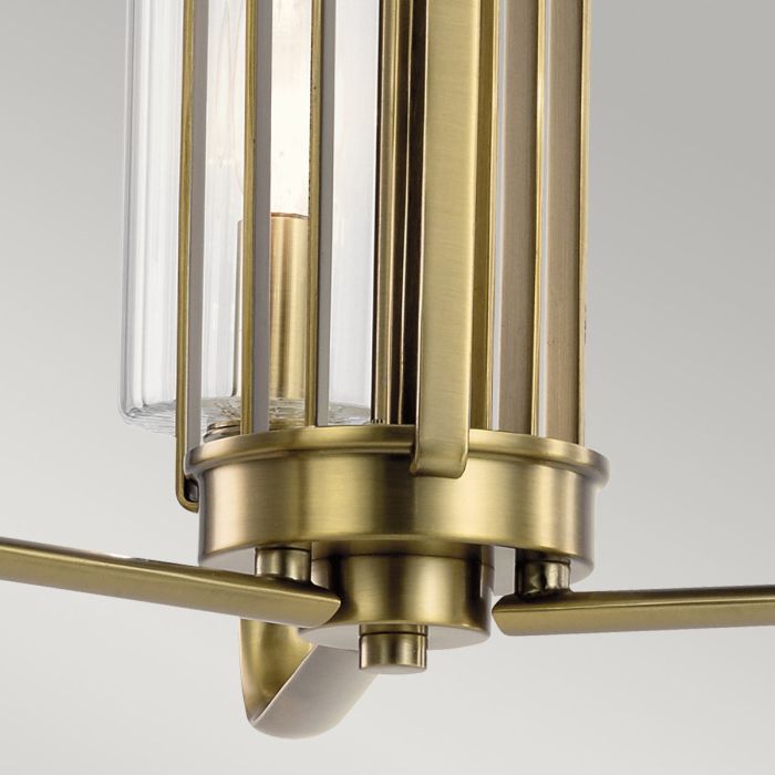 Kimrose Ø45 Borstad mässing taklampa från Elstead Lighting - Dess geometriska former st&aring;r i fokus och f&ouml;rst&auml;rks av en elegant finish i borstad m&auml;ssing.
