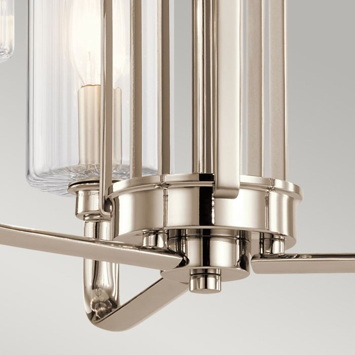 Kimrose Ø45 Nickel taklampa från Elstead Lighting - Dess geometriska former st&aring;r i fokus och f&ouml;rst&auml;rks av en elegant finish i polerad nickel.