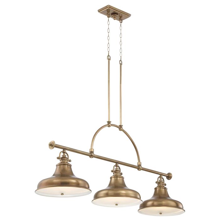 Emery 133cm Mässing taklampa från Elstead Lighting - Emery &auml;r en takpendel i klassisk Americana-stil som tillf&ouml;r en nostalgisk och elegant k&auml;nsla till hemmet.