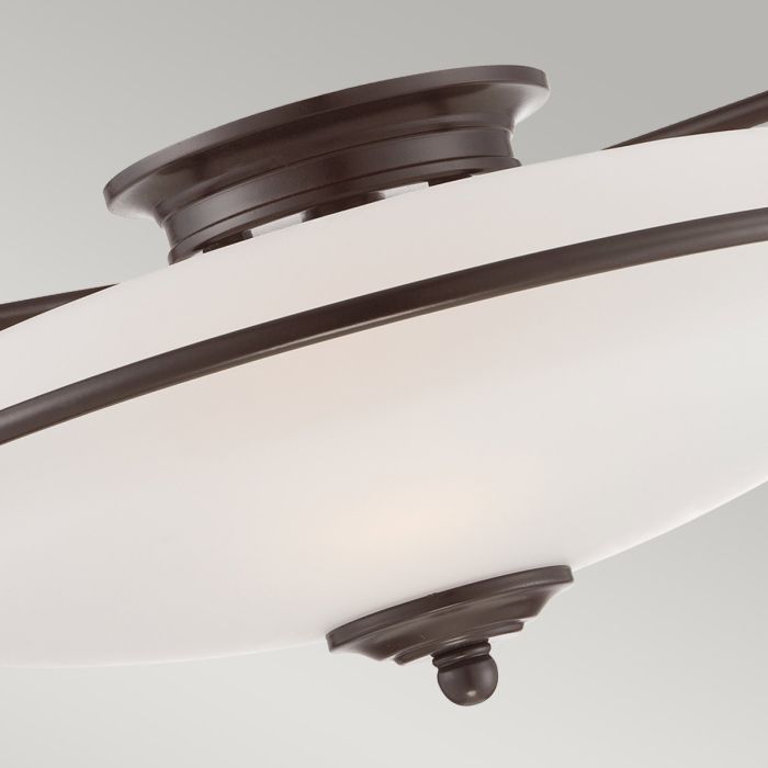 Griffin Ø42 Brons plafond från Elstead Lighting - Den etsade sk&auml;rmen &auml;r vitm&aring;lad p&aring; insidan, vilket sprider ljuset j&auml;mnt och skapar en behaglig belysning i hemmet.