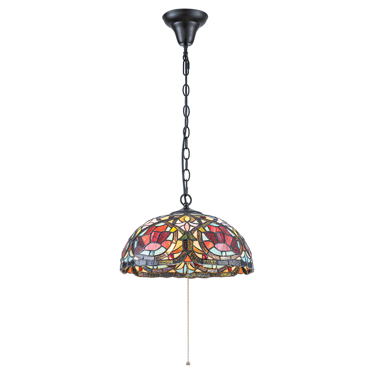 Larissa Ø38 Flerfärgad från Elstead Lighting - Larissa &auml;r en dekorativ takpendel i klassisk Tiffany-stil, tillverkad av st&aring;l med en vacker finish i vintagebrons.