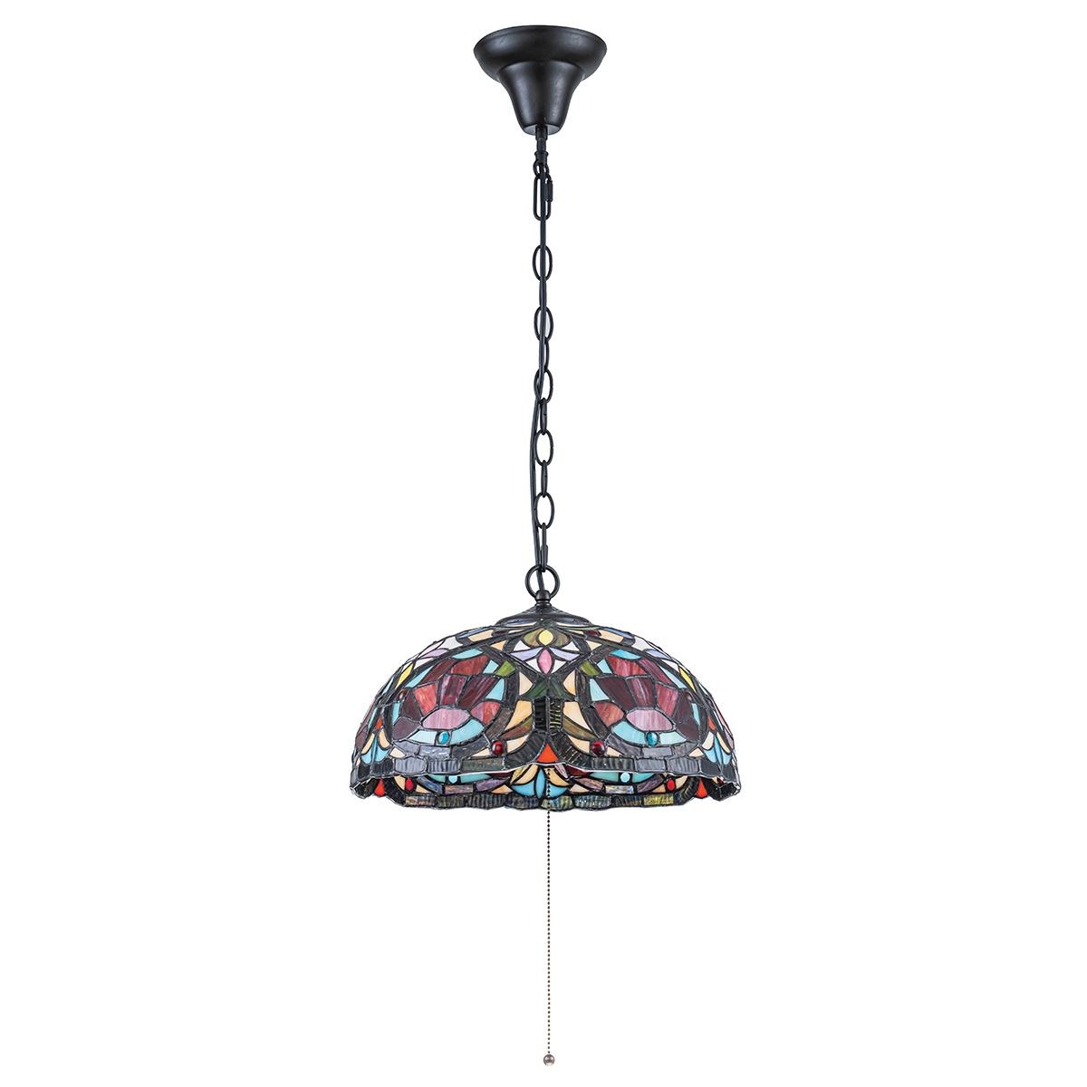 Larissa Ø38 Flerfärgad från Elstead Lighting - Larissa &auml;r en dekorativ takpendel i klassisk Tiffany-stil, tillverkad av st&aring;l med en vacker finish i vintagebrons.