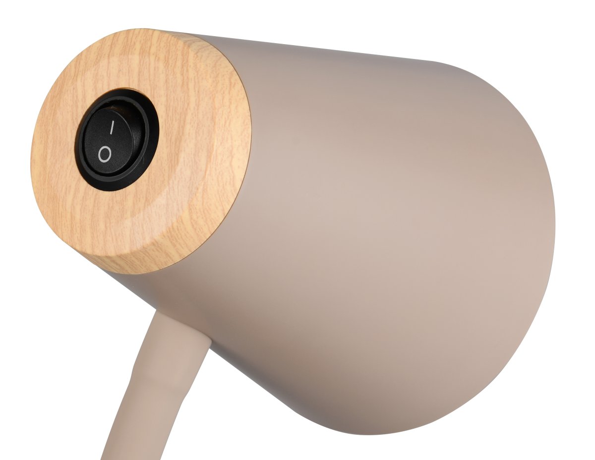 Pongo Beige klämlampa från Trio Lighting - Pongo &auml;r en modern kl&auml;mlampa med dekorativa tr&auml;detaljer.